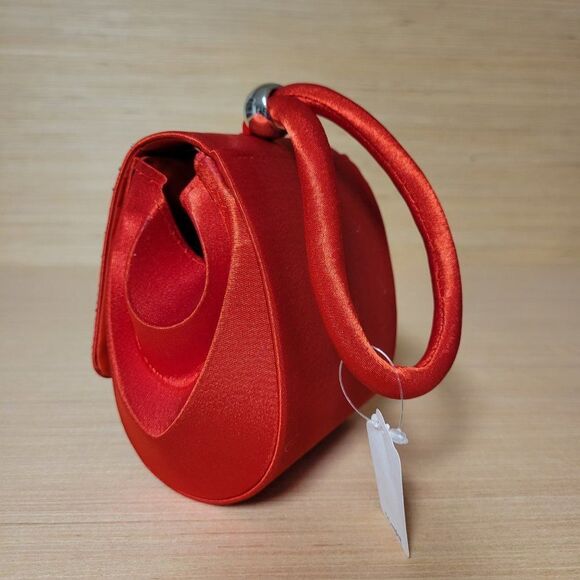 RHINESTONE Embellished Red Evening Clutch Purse Wristlet - Picture 7 of 7